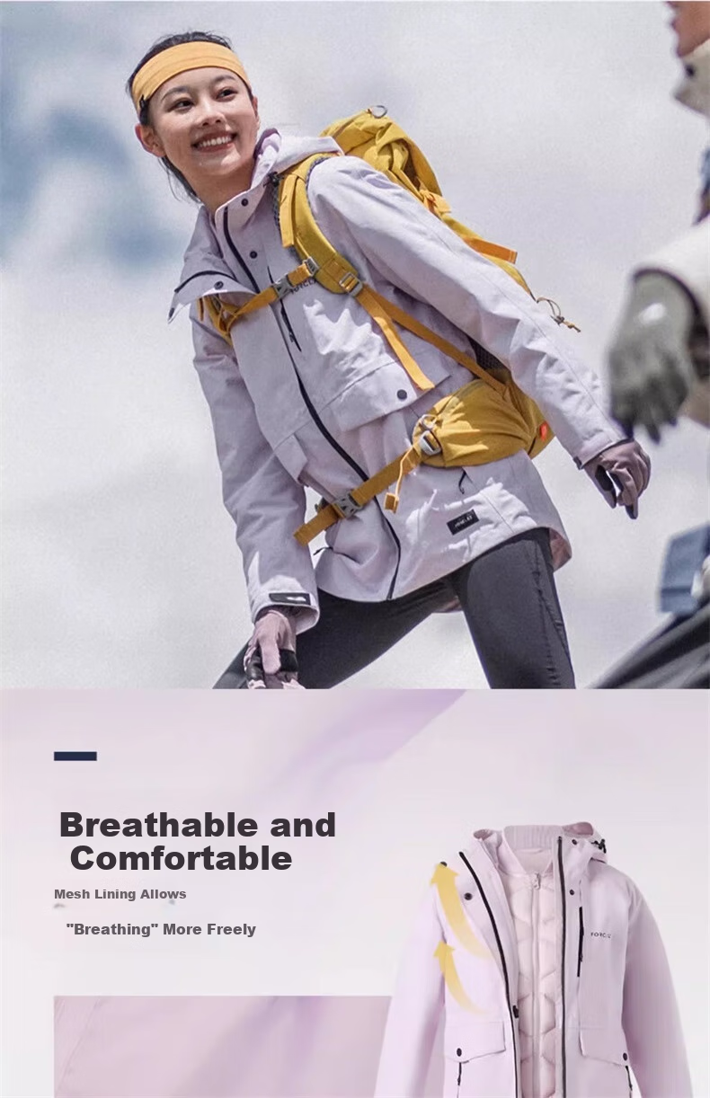 DECATHLON Windproof And Waterproof Detachable Down Three-In Jacket, Outdoor Warm Mountaineering Coat, Men's Style 4684654 10
