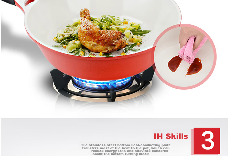 LOCK&LOCK Colorful Low-Oil Non-Stick Frying Pan with Salt Flat Bottom Ceramic Pan for Induction And Gas Stoves, Red, 28cm 12