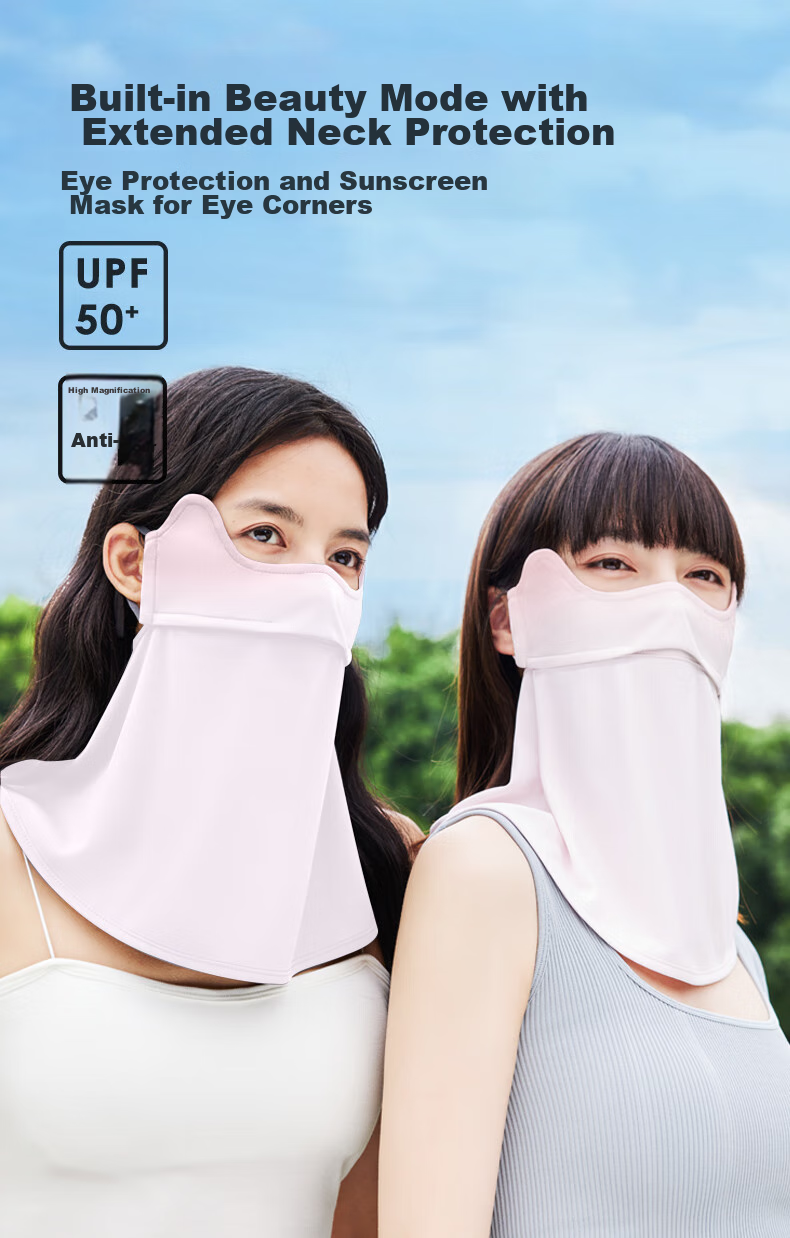 BWNK Sun Protection Face Mask for Women, Outdoor Cycling Mask, Ice Silk Breathable Ear-Loop Face Covering, Face Shield, Sun Protection, Eye Corner Guard, Thin Face Mask 1