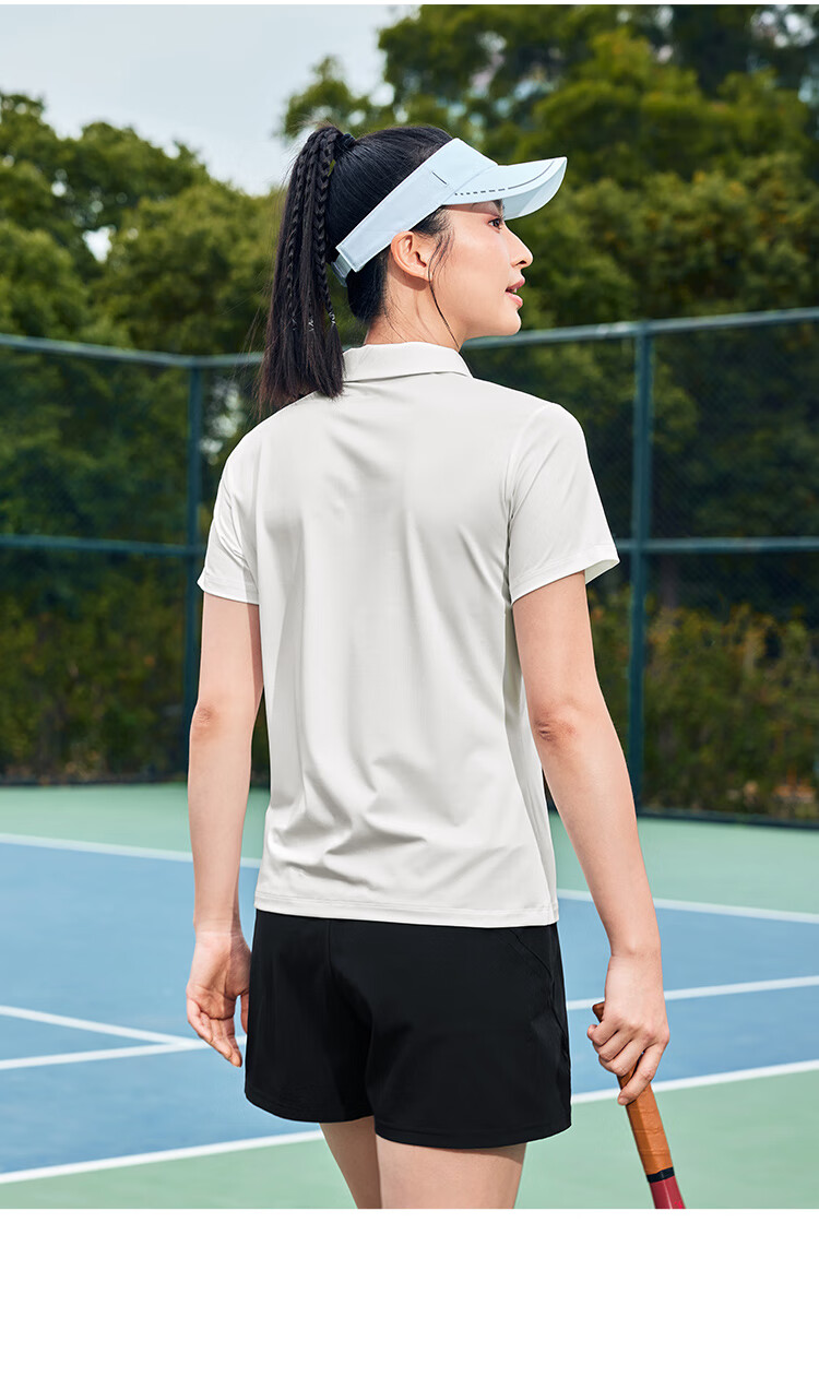 XTEP Women's Quick-Dry Short Sleeve Polo Shirt Summer Training Badminton Yoga Sports Top with Set-In Shoulder and Turn-Down Collar 17