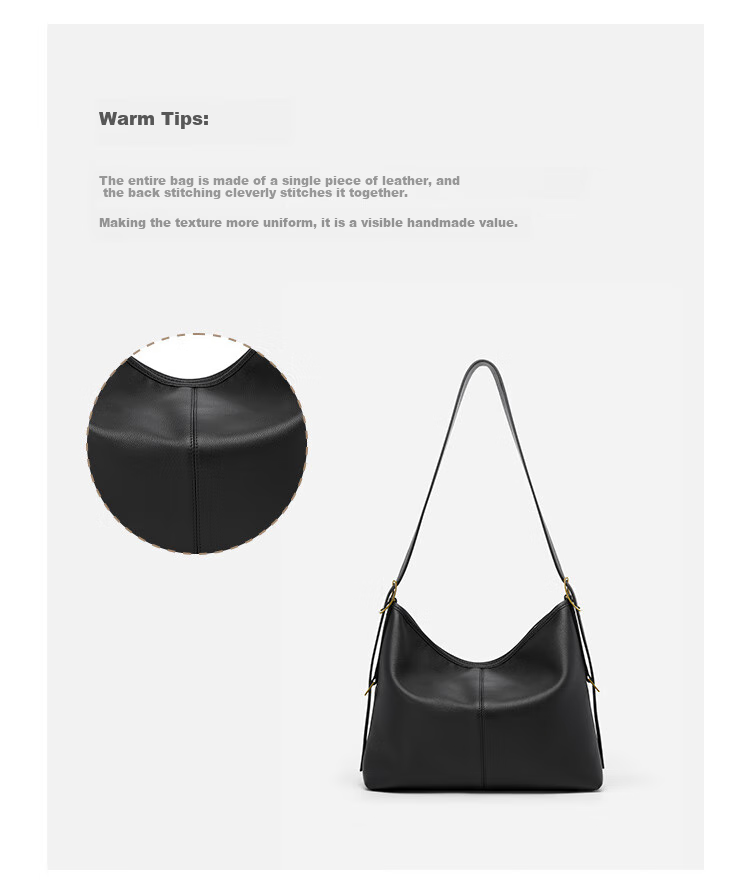 HR Handbag, Women's Large Capacity Tote Bag, Hobo Bag, Top-Grain Leather Shoulder Crossbody Bag, Birthday Gift 14