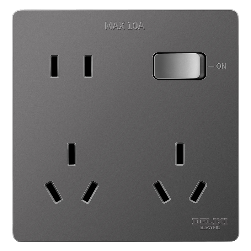 DELIXI Switch Socket, 86-Type Universal Single-Pole Master Switch with Eight Holes, Concealed Power Switch, Space Gray