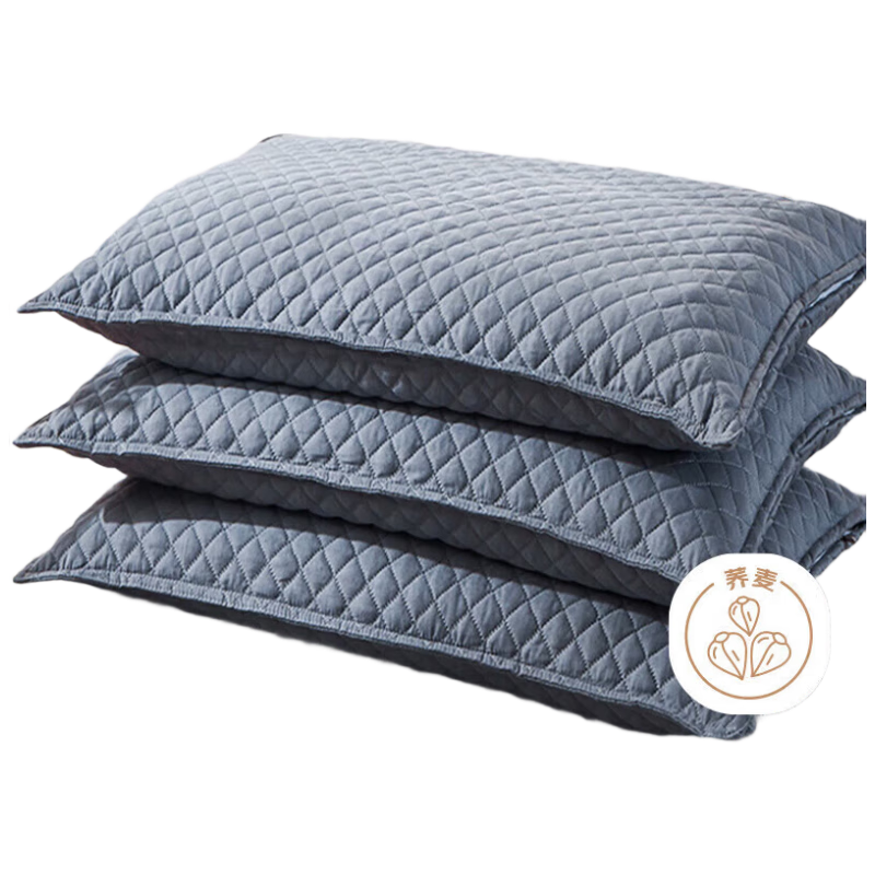 YALU & FREEDOM Pure Cotton Buckwheat Pillow, 100% All Buckwheat Hull Pillow Core, Adjustable Height, Cervical Spine Protection, Gray