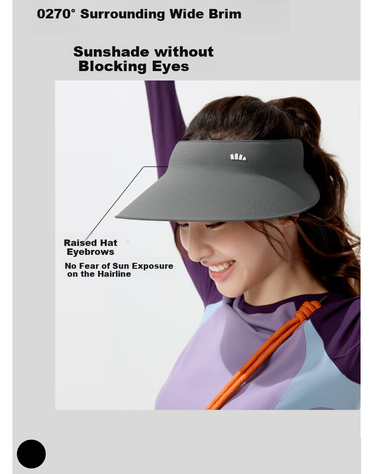 Beneunder Seamless Open-Top Sun Protection Hat for Women, UV-Resistant Sun Hat, UV Protection, UL711 Black 9