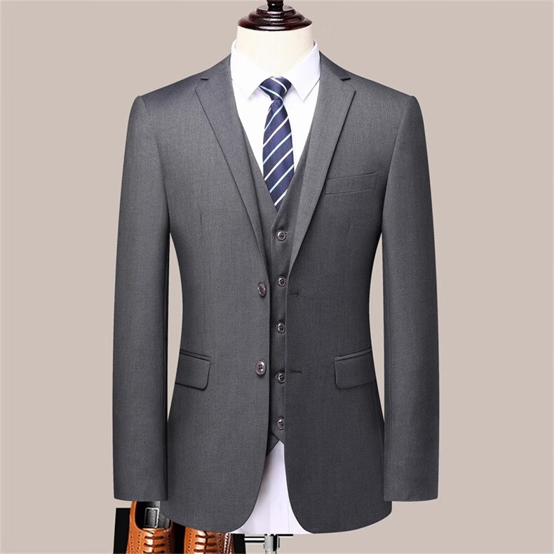 ROMON Men's Slim Fit Business Suit Groom Wedding Tuxedo Black 2XL 15