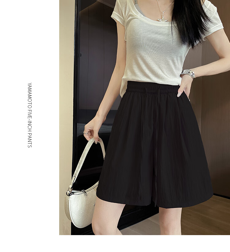 Freedom Style Ice Silk Women's Shorts 2026 Summer New Petite Outerwear Five-Point High Waist Slim Loose Casual Sports Pants 15