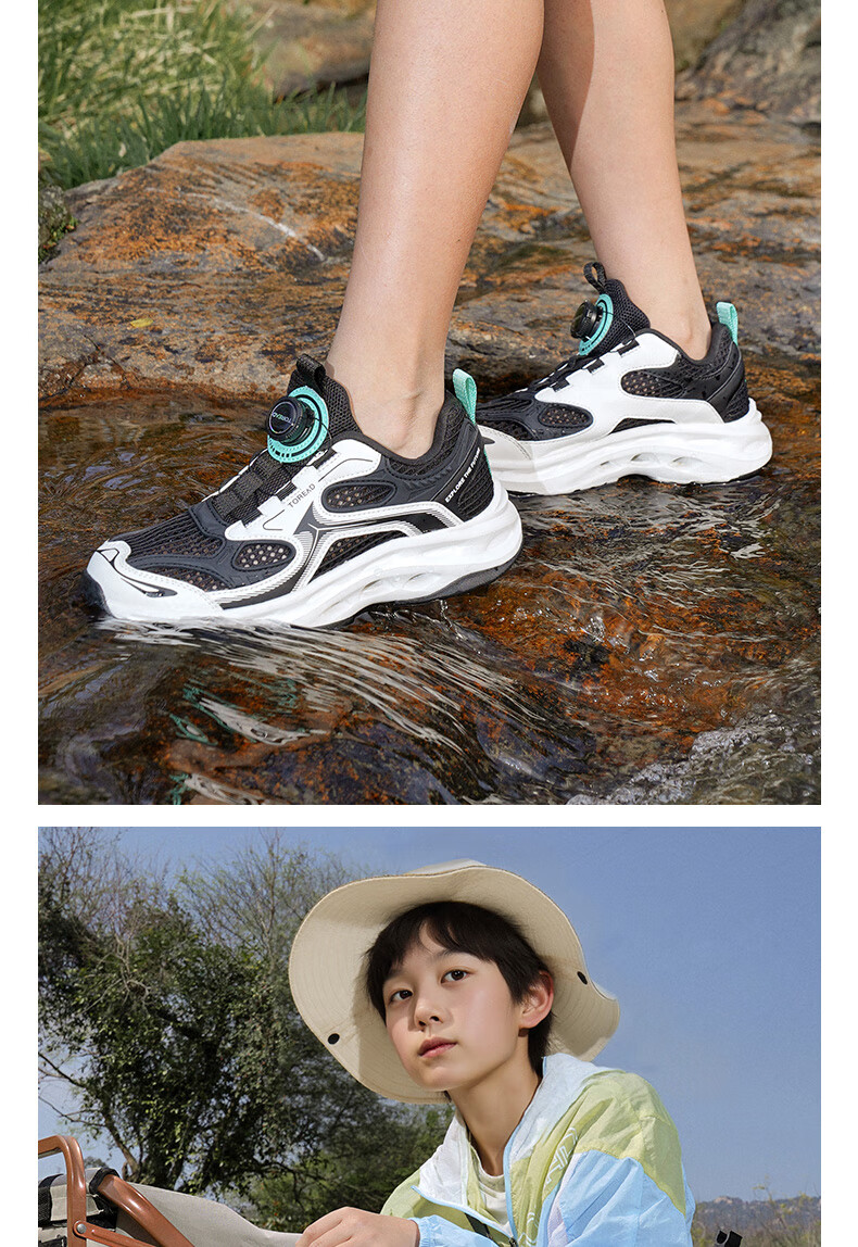 TOREAD Kids Sandals Boys Girls Summer Breathable Sports Creek Shoes Black/Green Size 33 12