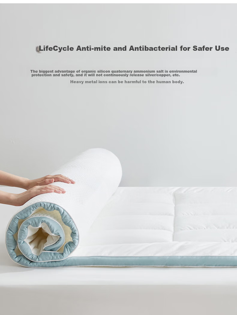 Shupiaoer Anti-Mite Thick Mattress Pad, Dust Mite Protection Mat, Anti-Mite Antibacterial Pure Cotton Breathable Soft Pad for 1.8m Bed (White) 9