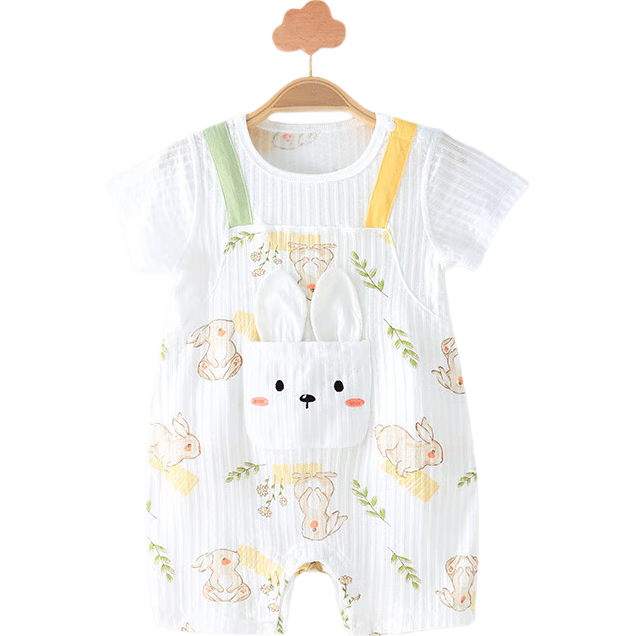 Youqi Summer Baby Clothes Thin Short Sleeve Romper Half Sleeve Bodysuit Cotton for Girls 3 to 6 Months Old