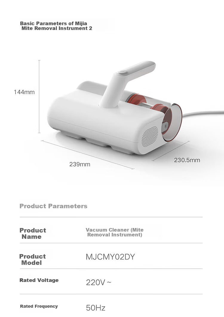 Xiaomi Mijia Dust Mite Remover 2, Handheld Household Mite Eliminator, Bed Mite Removal, Powerful Suction for Deep Cleaning, Visible Dust Cup, Hot Air Dehumidification, MJCMY02DY 8