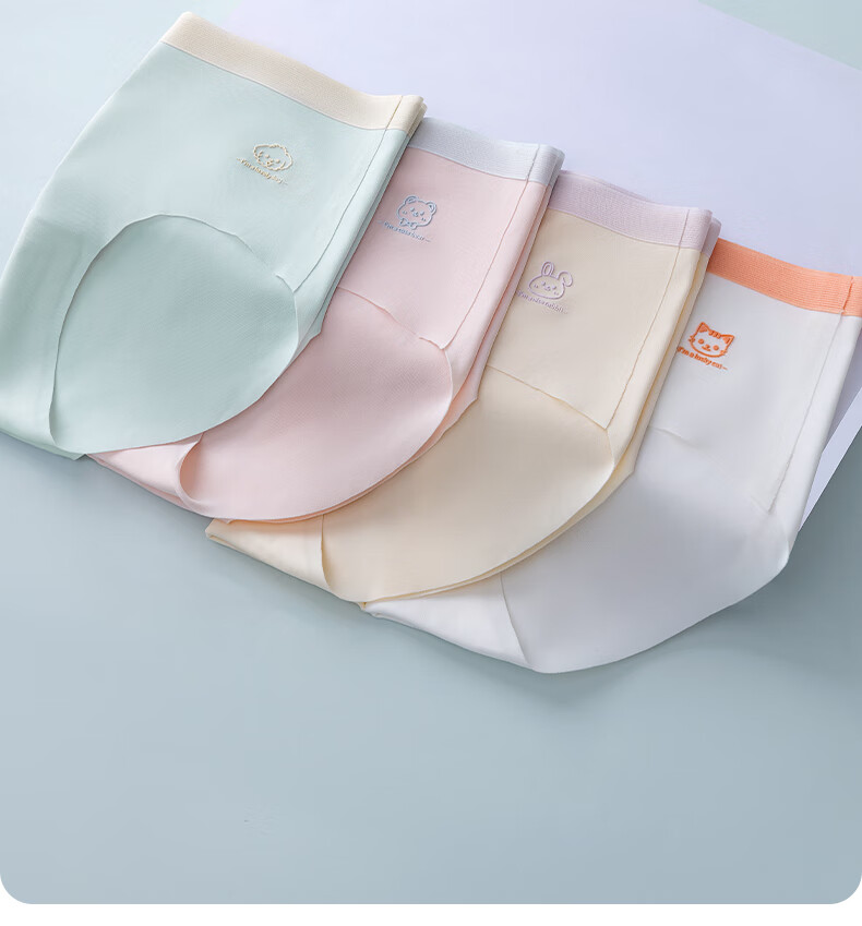 LangSha Children's Underwear, Girls' Ice Silk Thin Summer Triangle Panties, Antibacterial Seamless Breathable Solid Color Developmental Shorts for Older Childre 14
