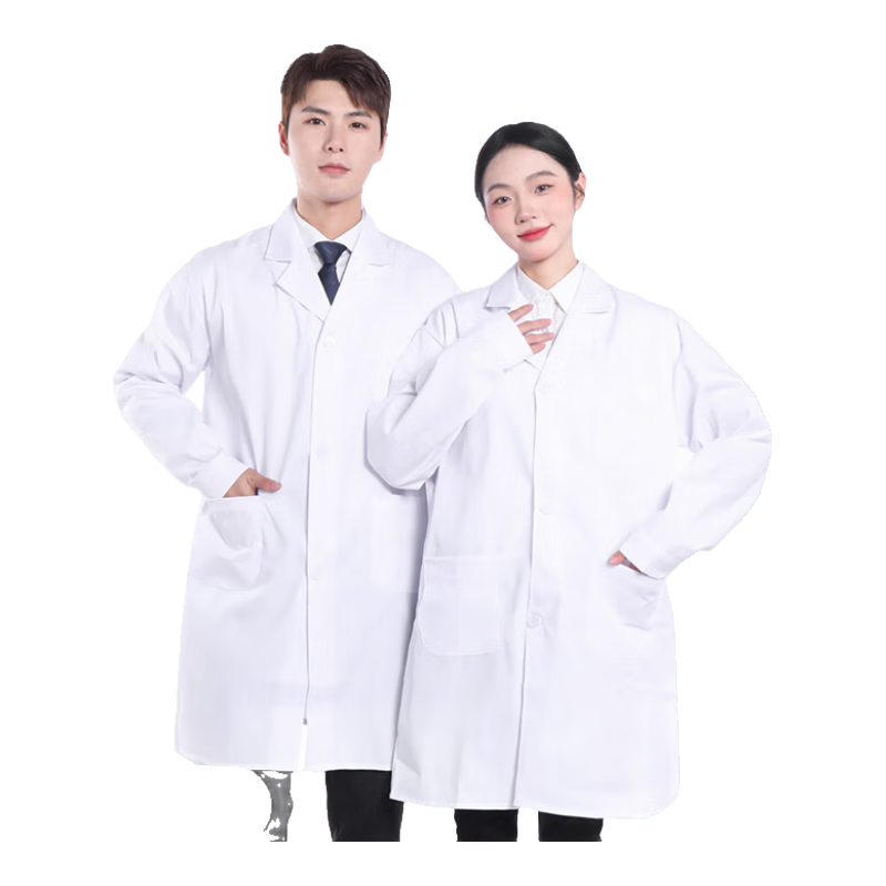Huanying Long Sleeve White Lab Coat Workwear Unisex Chemical Experiment Coat Medium Thick Button Cuffs 170L