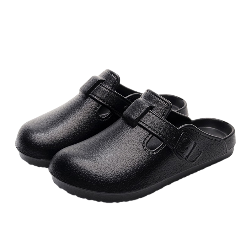 GUOLUOFEI Men's Summer Birkenstock Style Open-Toe Slippers, Outdoor Couple's Lazy Slip-On Sandals, Black, Size 44-45