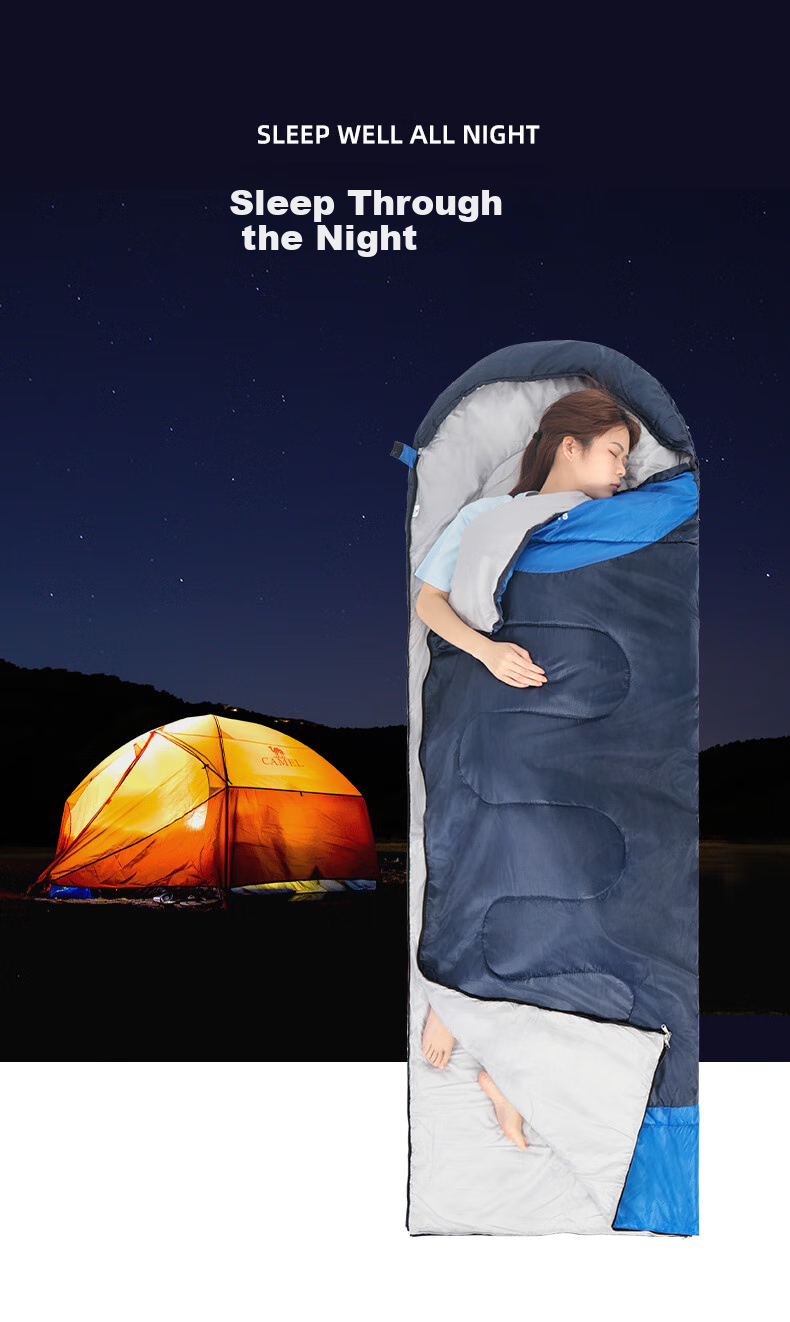 CAMEL Spring And Summer Outdoor Camping Overnight Thickened Winter Cold-Proof Cotton Sleeping Bag K1103 Moonstone Gray 1.35Kg Right 1
