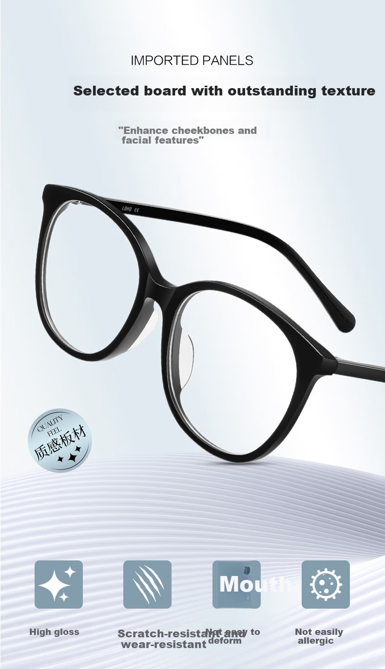 LOHO Cat Eye Glasses for Women with Myopia, Anti-Blue Light, Luxurious Feel, Ultra-Light, Bare-Faced Look, Prescription Available 4