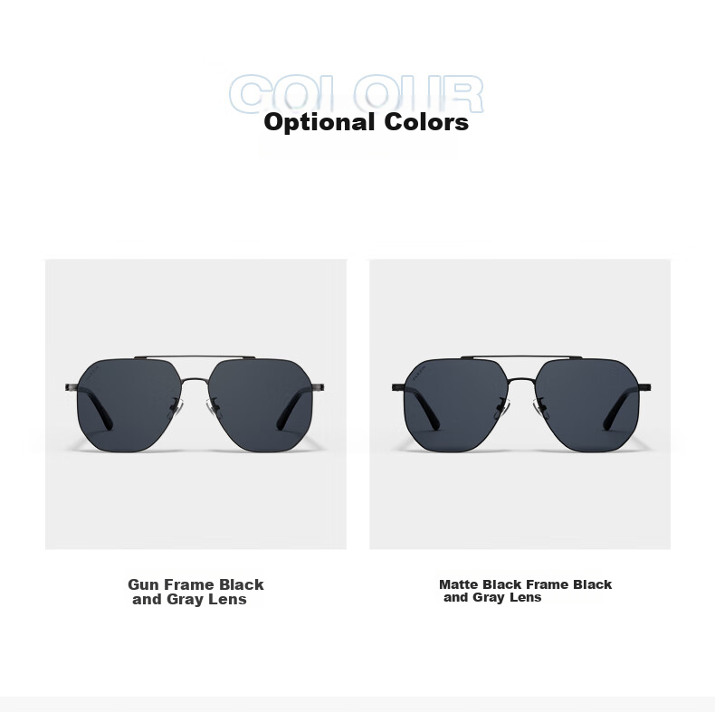 PARZIN Fan Chengcheng Style Double-Beam Alloy Aviator Sunglasses for Men, Polarized Sunglasses, Commuter Driving UV Protection Eyewear 10