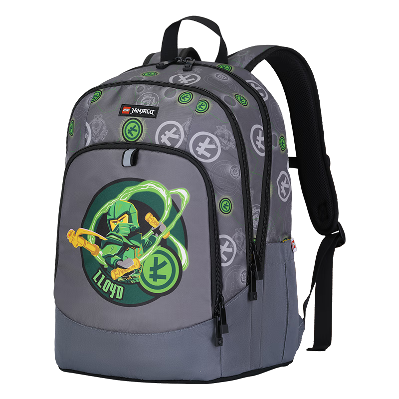 LEGO Children's Backpack for Grades 3-9, Large Capacity Shoulder Bag, Lightweight And Comfortable, Green Ninja, 20236