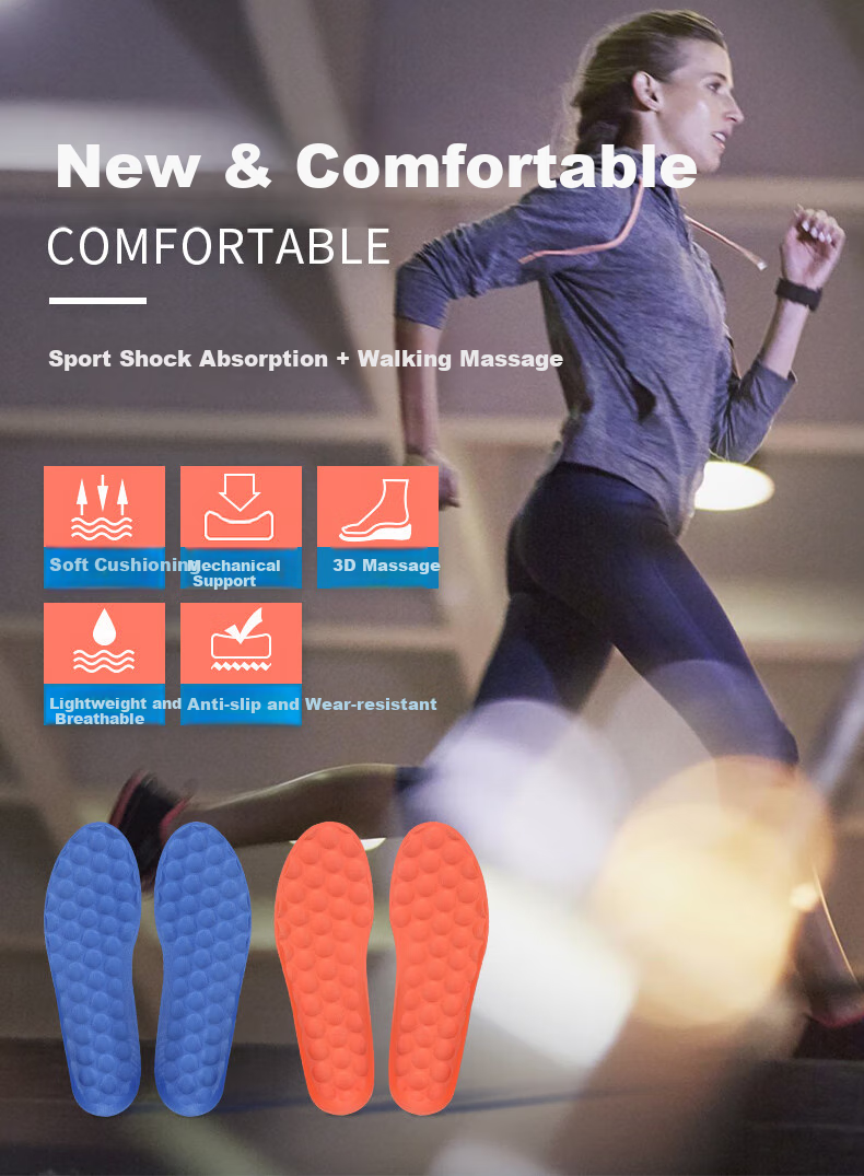 Eleft Sports Insoles with 3D Foot Massage And Arch Support, Breathable Sweat-Absorbing And Odor-Resistant Insoles for Men And Women, Cool Blue 1