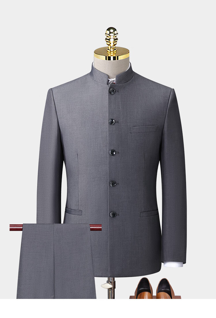 ROMON Zhongshan Suit Men's Wedding Tuxedo Stand Collar Dad Outfit New Chinese Style Groom Engagement Chinese Style Suit 10