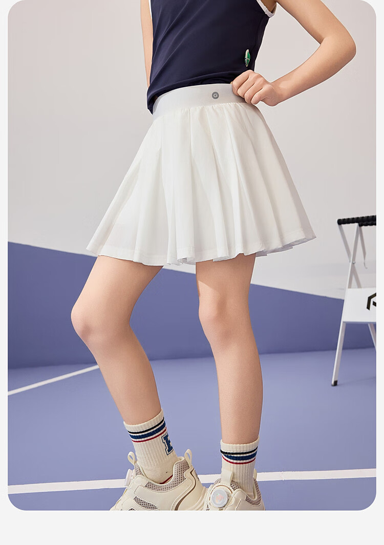 ASK JUNIOR Moisture-Wicking Breathable Children's Skirt, Summer Pleated Skirt Pants with Inner Lining Leggings for Girls, White, Size 170 23