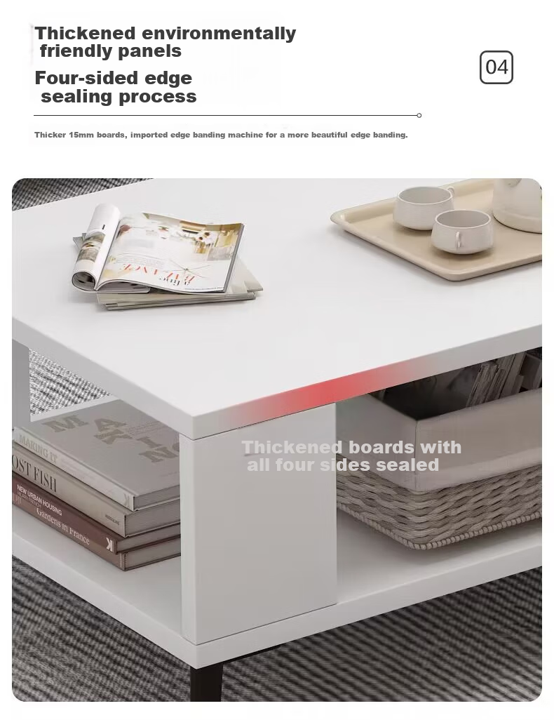 Yameile Coffee Table for Living Room, Modern And Simple Design, Suitable for Small Apartments, Double-Layer with Drawers, Thickened Solid Wood Core, Tea Table 5