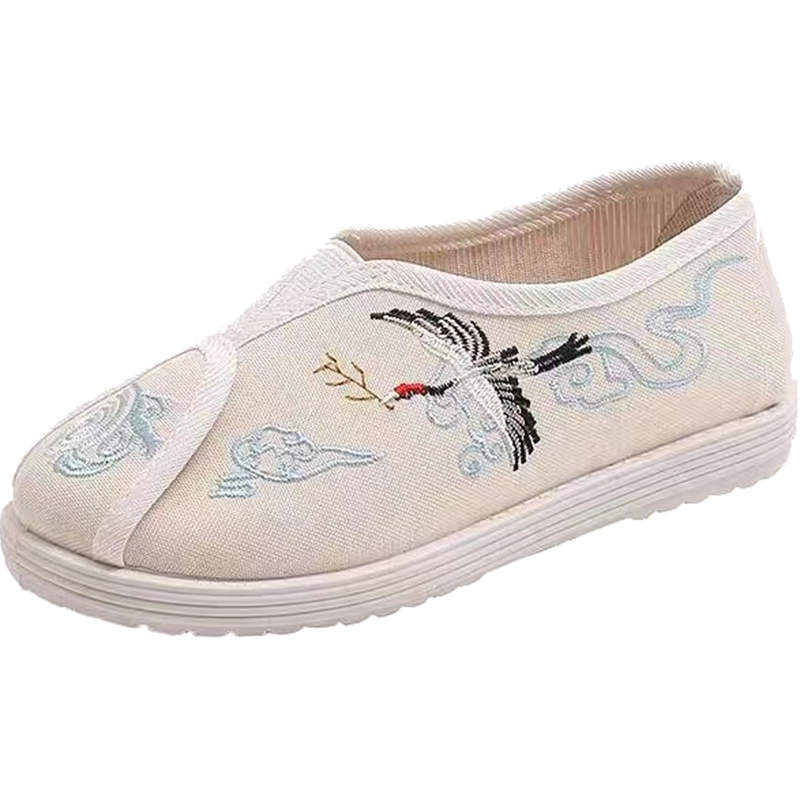 Romon Children's Hanfu Shoes Summer Boys Embroidered Chinese Style Cloth Shoes Performance Footwear Beige Size 35