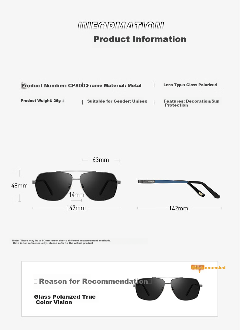 CAPONI Sunglasses for Men, High-Definition Polarized Aviator Glasses, Driving Glasses, UV Protection, Sun Protectio 8