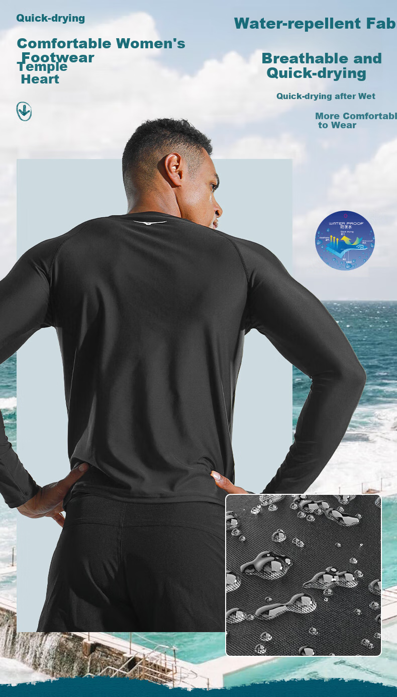 MIZUNO Men's Swimwear, Sports Fitness Quick-Dry, Hot Spring, Plus Size, Long Sleeve, Sun Protection, Beach Diving Surfing Suit, A1105 Black 3XL 5