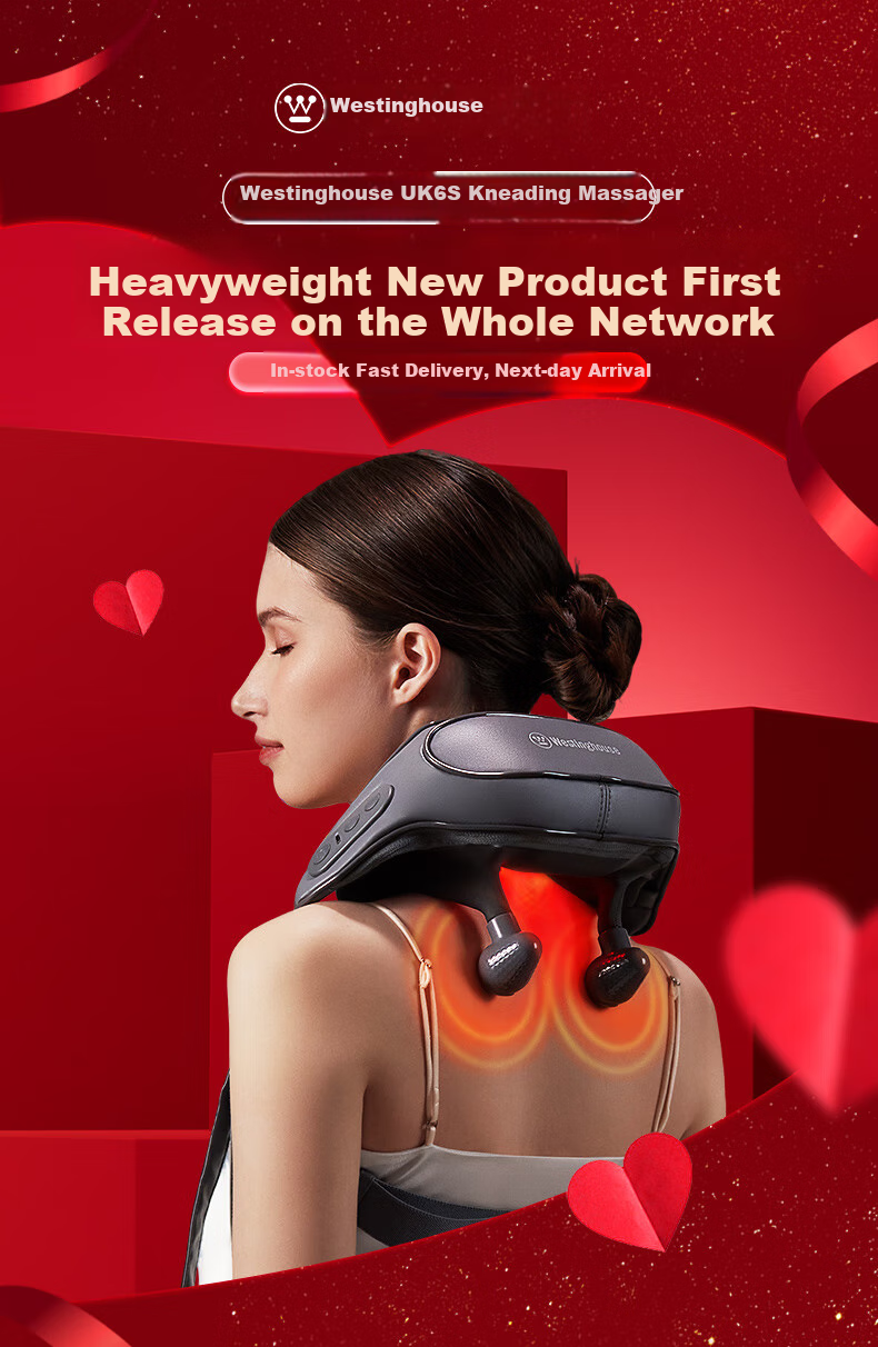 Westinghouse American Westinghouse [Mid-Autumn Festival Gift] UK6S Kneading Massage Device, Cervical Massager, Shoulder And Neck Massager, Back Massager, Massage Shawl with Heat Therapy, Gift for Family, Cocoa White 1