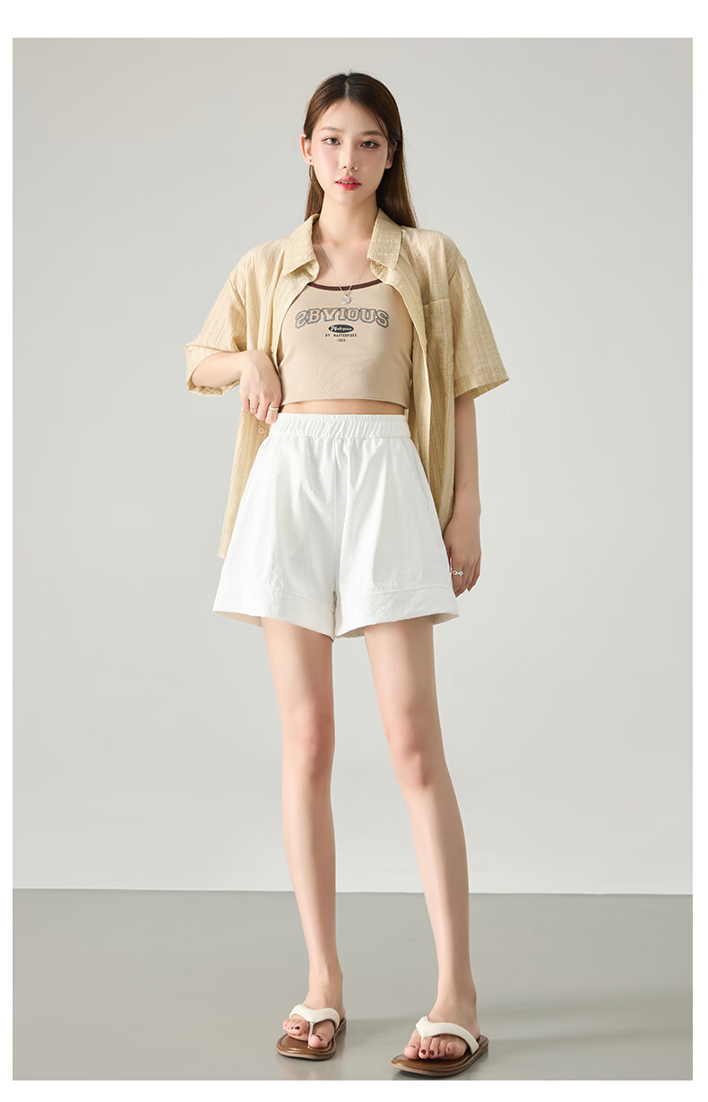 BOPRUIEY Women's Summer 2025 New Loose-Fit Casual Sports Quick-Drying Breathable Thin White Shorts 6