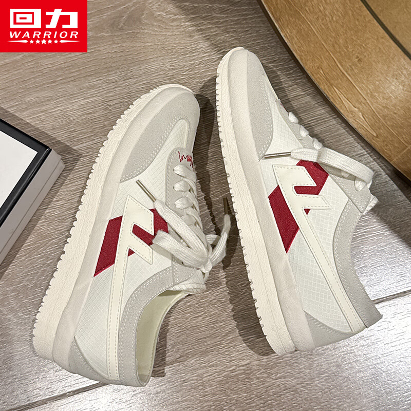 Warrior Official Canvas Shoes Women Summer 2026 Versatile Student Sports Shoes Thick Sole Height Increasing Sneakers Beige Gray Red Size 35