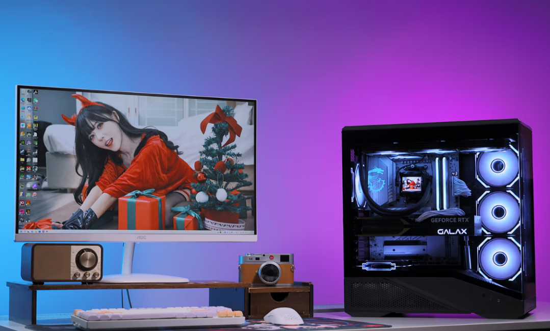Yingchi Metal Master Dark Knight Gaming Computer Case (ATX, Supports 360mm Water Cooling, Quick Disassembly, Top And Bottom Compartment View, TYPE-C, Parts Box, Cable Management) 1