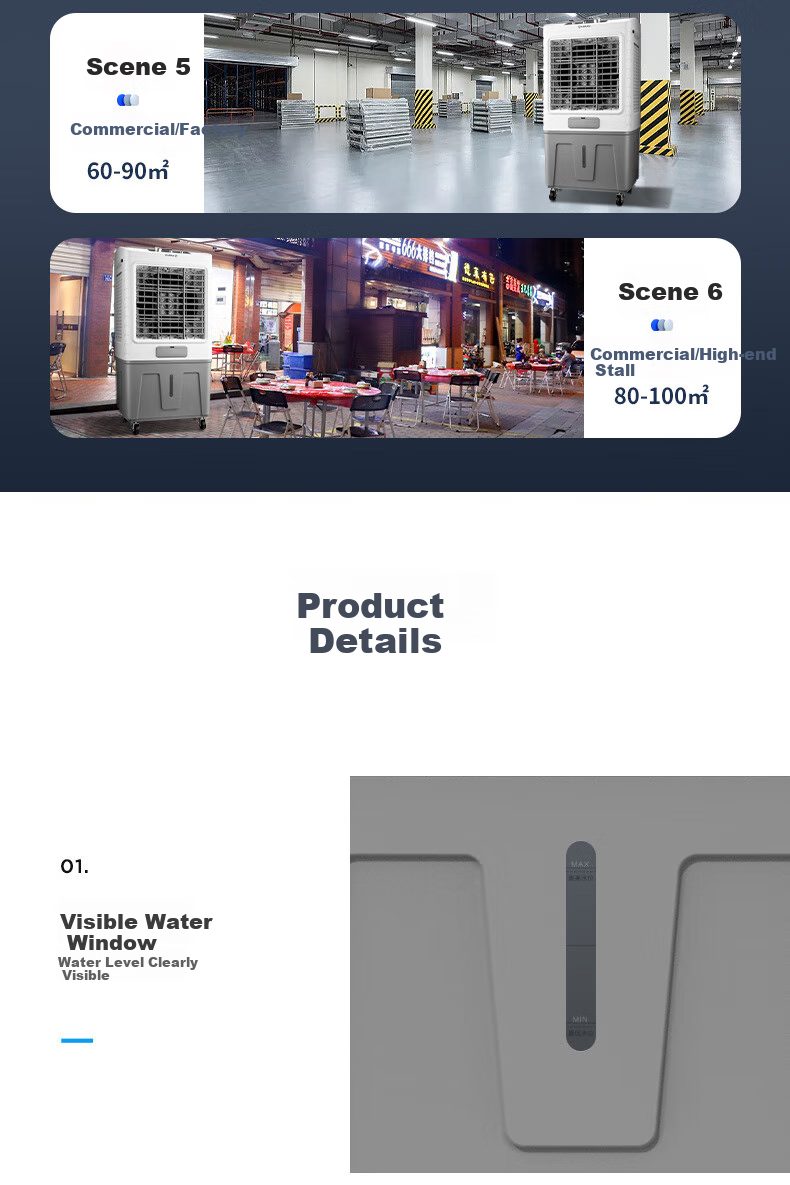 AIRMATE Cold Air Fan, Cooling Fan for Commercial And Industrial Use, Water-Cooled Air Conditioner with Ice Pack, Super Strong Wind, Workshop Movable Water-Cooled Fan, 30L Large Area Water-Cooled Machine CC-X21 13