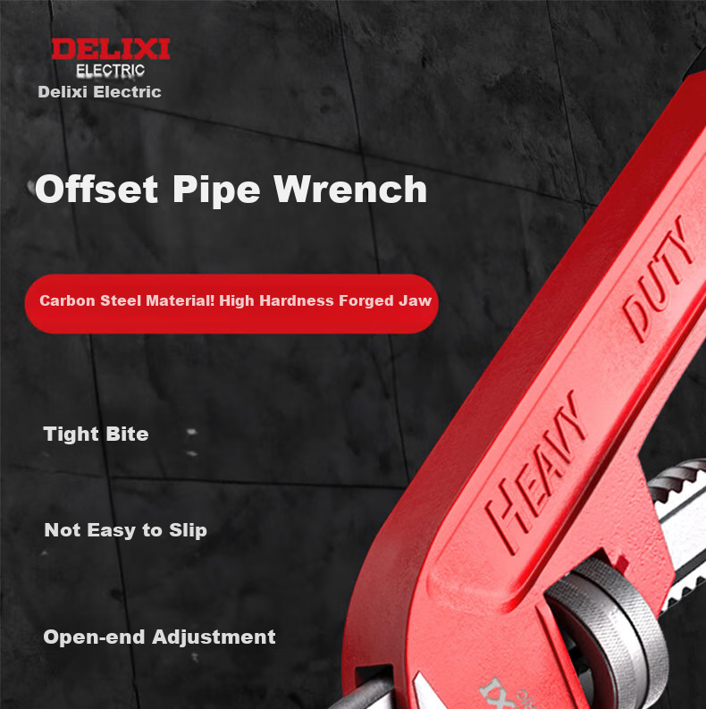 DELIXI ELECTRIC Multi-Function Offset Pipe Wrench Plumbing Pliers Angled Pipe Wrench Heavy-Duty 10-Inch Tongue-and-Groove Pliers 1