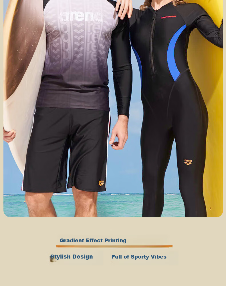 Arena Men's Swim Top, Long-Sleeve Sun Protection Casual Surfing High-Elastic Comfortable Gradient Print Conservative Gear 3