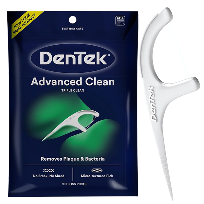 Detaike DenTek Dental Floss Picks, 90 Count, Fluoride-Containing Professional Teeth Cleaning Round Thread, Ultra-Thin Adult Interdental Floss, Mint Flavor