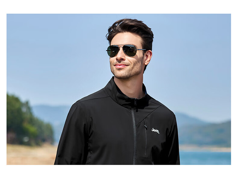 JEEP Men's Summer Sun Protection Jacket, Couple's Ice Silk Casual Sports Outdoor Lightweight Coat, Light Gray, S 18