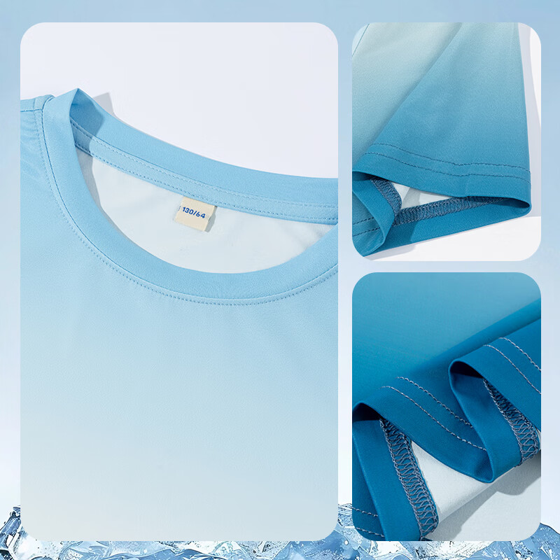 Jeanswest Boys' Summer Set 2026, Children's Short-Sleeve T-Shirt, Gradient Girls' Sports Top, Thin Style, Handsome Summer Outfit for Boys