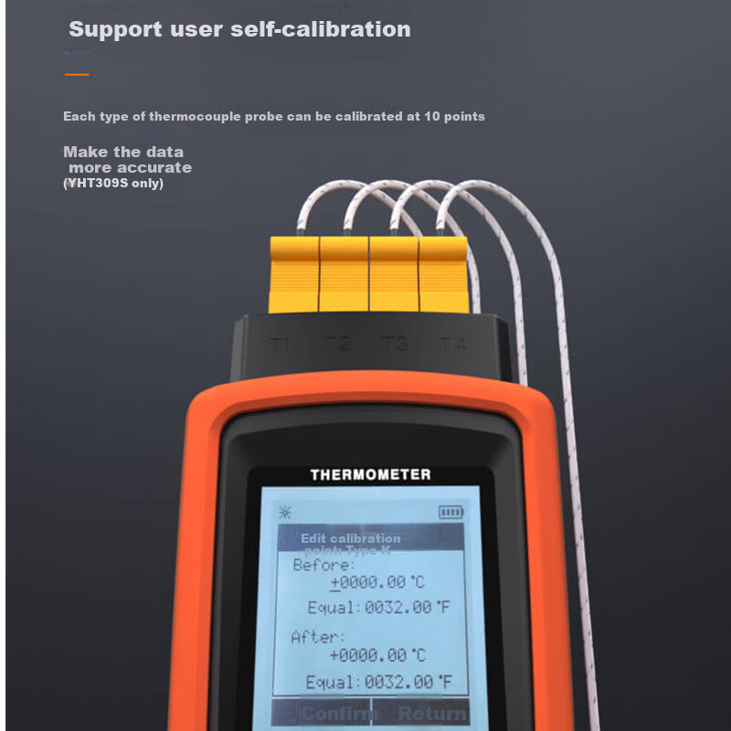 YHT Four-Channel Electronic K-Type Thermocouple Probe, Temperature Meter YHT309, Water Temperature Mold Thermometer Gauge 13