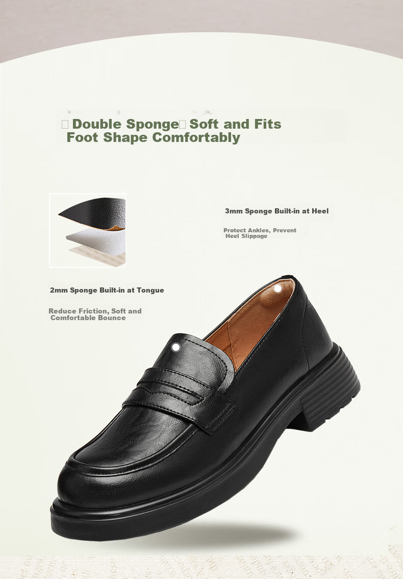 TEENMIX Loafers with Thick Soles, Same Style As in Shopping Malls, Slip-On Women's Shoes, Work Commute Leather Shoes, New Style 8