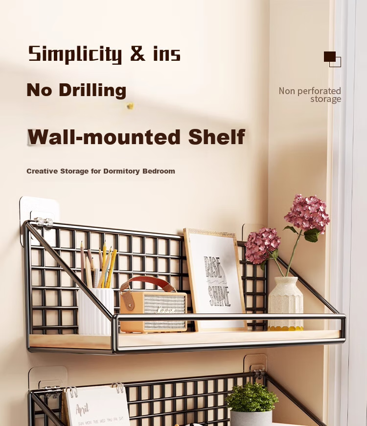 Anerya Wall-Mounted Storage Rack, No Drilling Required, for Living Room Walls And Bedroom Bedside Organization, Wall-Hanging Partition Shelf for Router 1