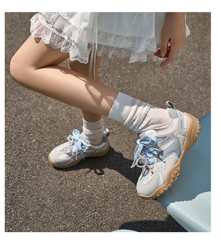 Josiny [Celebrity Style] Dexun Women's Shoes, Spring And Autumn Fashion Sneakers, Soft-Soled Round-Toe Casual Shoes, Gray-Blue, Size 37 11