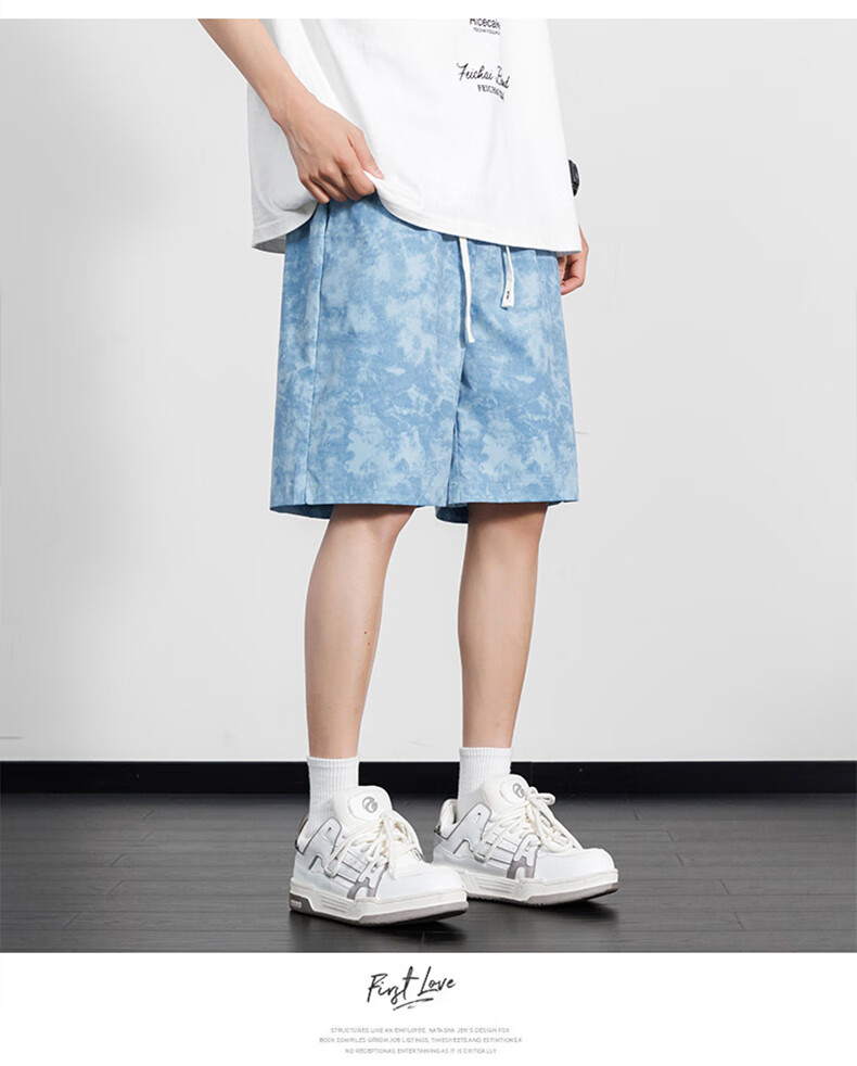 JEANSWEST OUTDOOR Men's Shorts, Summer Casual Mid-Length Pants, Breathable Thin Loose-Fitting Five-Point Shorts, Beach Shorts, Blue, 2XL 5