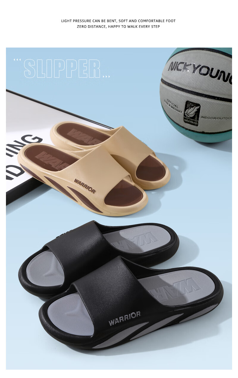 Warrior Men's Odor-Resistant Non-Slip Slippers Summer Indoor Home Bathroom 3991 White Black Size 42-43 16