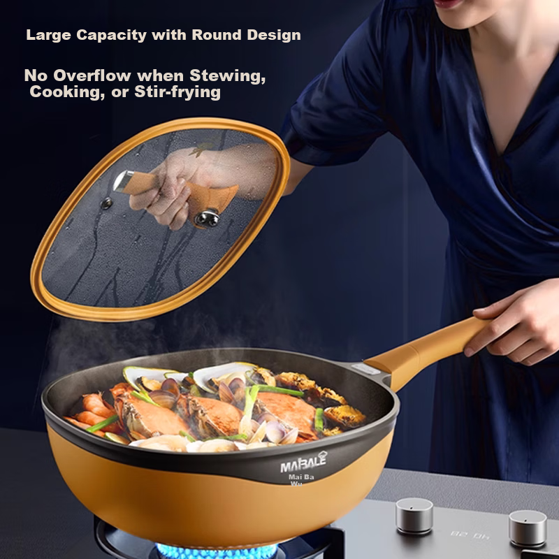 Maibale [Douyin Trend] Titanium-Infused Non-Stick Wok, Versatile Frying Pan for Home Cooking, Durable 32cm