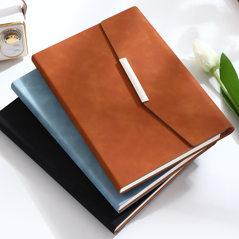 Faramon Notebook A5/240 Pages, Sheepskin Vintage Pages, Thickened Journal, Tri-Fold Leather Cover Diary, Stationery, Office Meeting Record Book, Customizable, Brow
