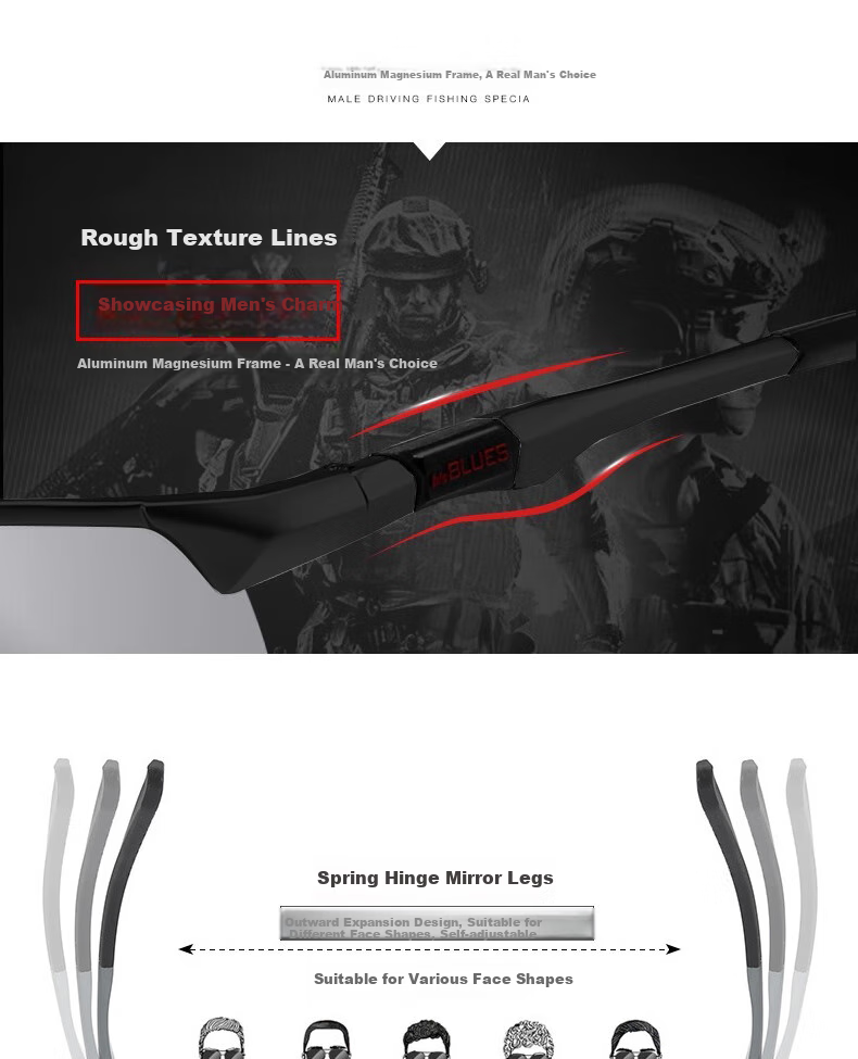 Boshide Driving Glasses, Fishing Goggles, Polarized Sunglasses, Men's Outdoor Cycling Driving Glasses, Black Frame 8