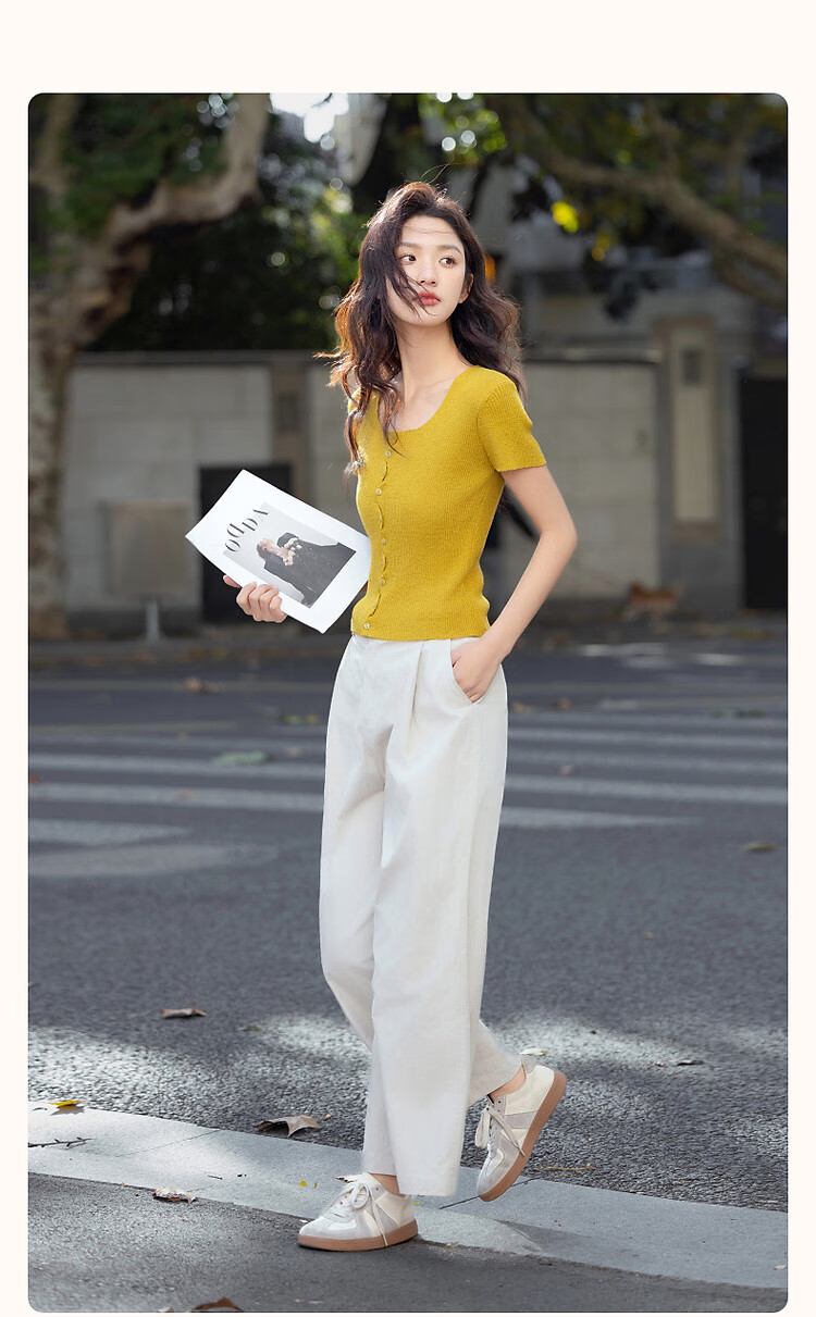 Dme [One Touch Melts The Heart] Spring And Autumn Ice Silk Cardigan, Square And Round Neck Sweater, Short Style Wavy Twist Flower Knitted Sweater, Women's Top 2