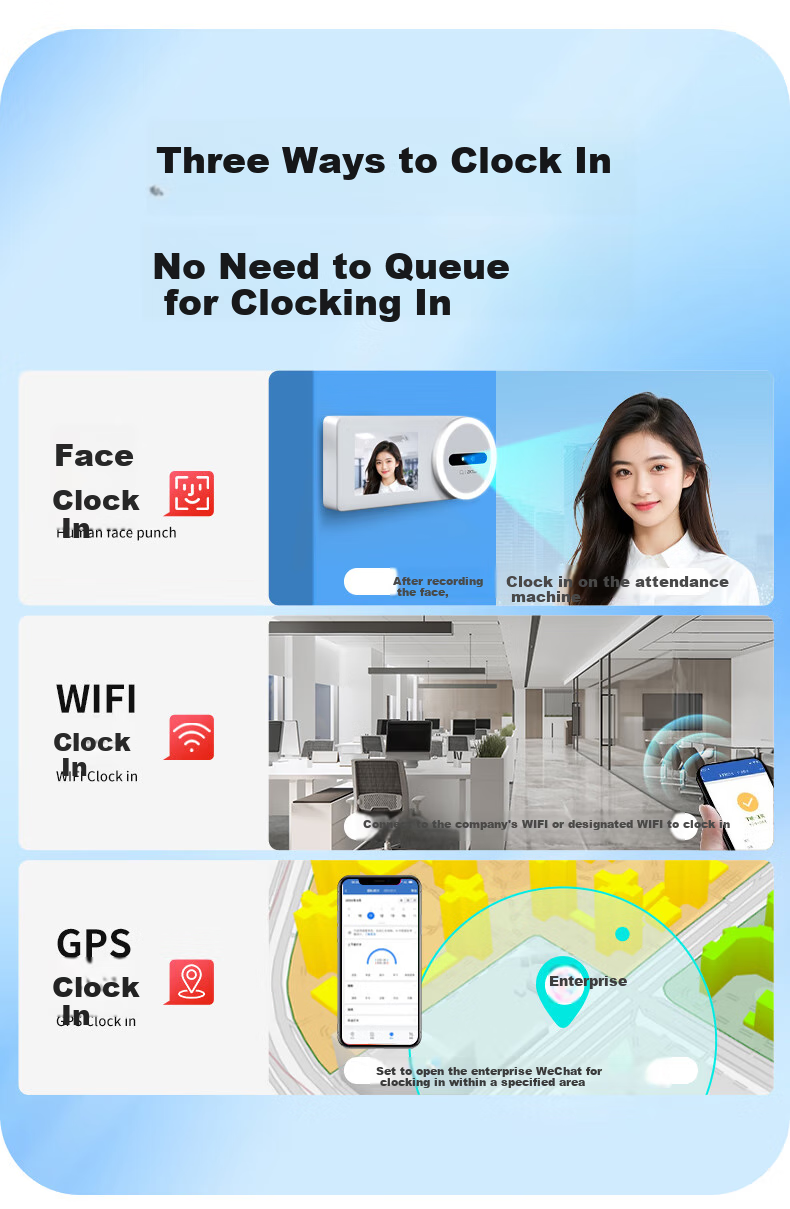 Enterprise WeChat Attendance Machine Fingerprint Time Clock with Built-in 4G Network Smart Cloud Attendance Device Employee Check-in and Check-out Fingerprint Punch Card Machine 9