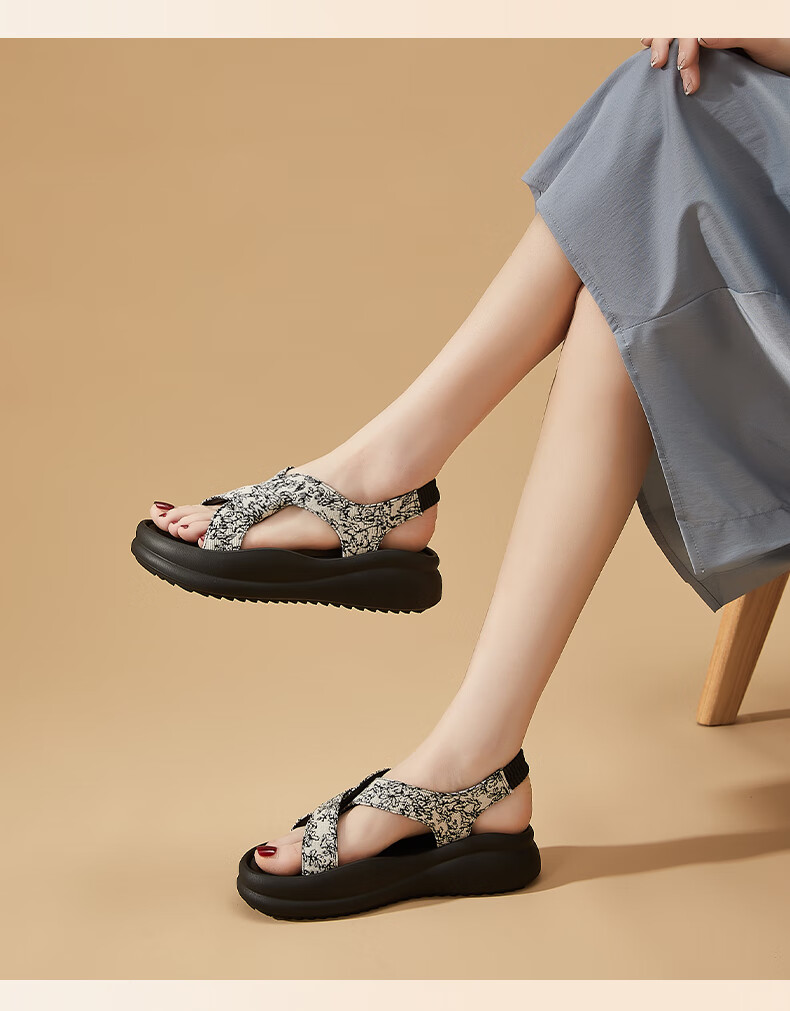 DAPHNE Women's Guofeng Roman Sandals Spring 2026 New Thick-Soled Sporty Beach Shoes with Skirt Matching 11
